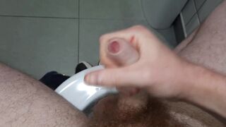 Teasing you in public toilet before I cum / big cumshot from my uncut cock - 15 image