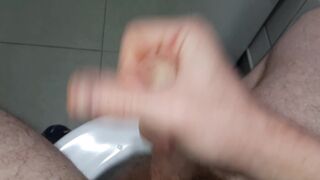 Teasing you in public toilet before I cum / big cumshot from my uncut cock - 9 image