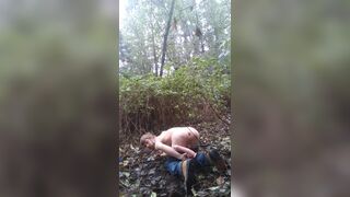 Twink uses Huge toy in woods - 15 image