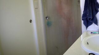 Spy on this uncut redhead cock exposed in the shower