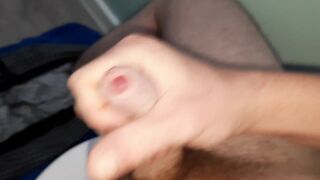 Cute twink boy in blue onesie / jerking off and cumming / teasing and licking for audience - 7 image