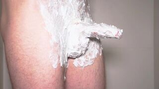 Shaving Cream Play in the shower with Uncut Readhead Cock - 11 image