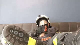 Firefighter Jerking off in Fire Gear - 1 image
