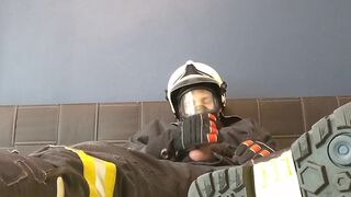 Firefighter Jerking off in Fire Gear