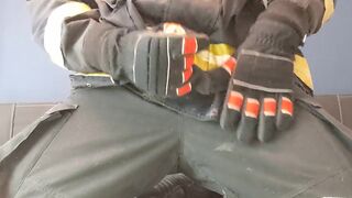 Firefighter Jerking off in Fire Gear