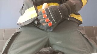 Firefighter Jerking off in Fire Gear
