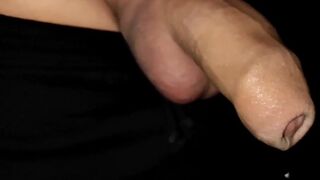 Long slow-mo piss . Peeing uncut cock in the night - 4 image