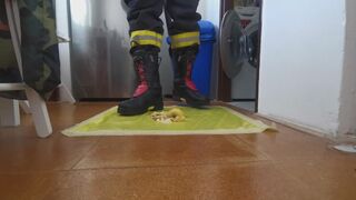 Firefighter Stomping Food with Haix fire Hero 2 - 2 image