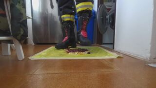 Firefighter Stomping Food with Haix fire Hero 2 - 4 image