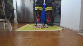 Firefighter Stomping Food with Haix fire Hero 2 - 6 image
