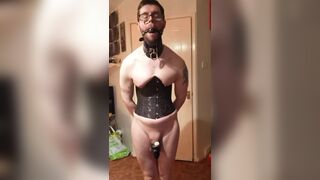 4eyed drooling saggy sissy bitch in chastity - 4 image