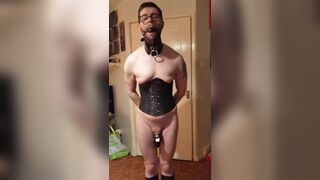 4eyed drooling saggy sissy bitch in chastity - 8 image