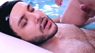 Bi cowboy fucks step brother bareback in the pool and cum in mouth - 1 image