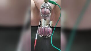 Locktober cum from cbt estim in chastity and ball cage - 10 image