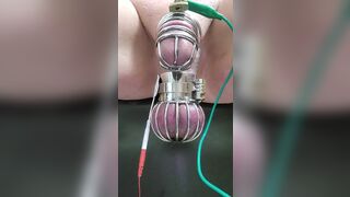 Locktober cum from cbt estim in chastity and ball cage - 11 image