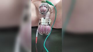 Locktober cum from cbt estim in chastity and ball cage - 2 image