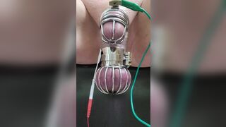 Locktober cum from cbt estim in chastity and ball cage - 9 image