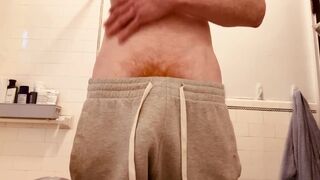 Playing with myself  while shaving-in sweatpants