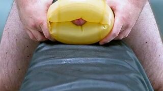 Strong ejaculation in a latex waterwing - 10 image