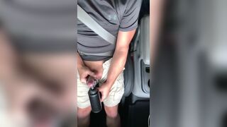 Cumming in truck with vibrator toy. - 4 image