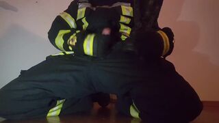 Firefighter Jerking Off in Gear