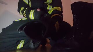 Firefighter Jerking Off in Gear