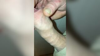 Foreskin close up cockhead edging and cumshot