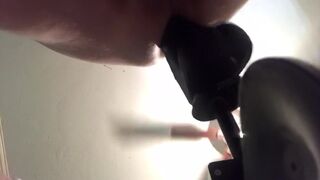 Gapping my ass with huge sex machine