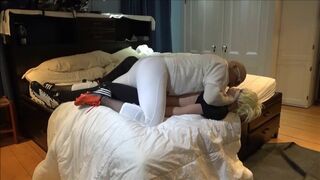 part 3 of Jock in White Spandex having Fun with Dummy Jock in Black Spandex