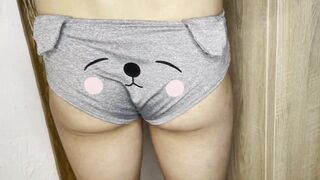 Shy gay dancing in cute panties