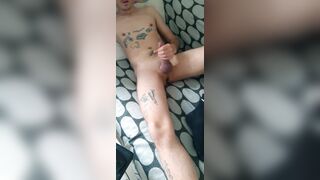 JERKING OFF MY VERY HARD COCK AND CUMSHOT ALL OVER MY BODY