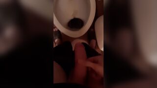 Scally Lad Jerking off his Huge Cock and Pissing in the Toilet - 11 image