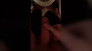 Scally Lad Jerking off his Huge Cock and Pissing in the Toilet - 12 image