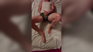 Hot Boy Plays with Toys and Cums on his Feet