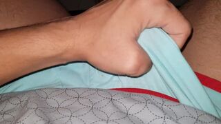 COLOR BLIND TEEN CUMS IN HIS RED BOXERS