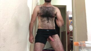 Hard Perfect Hairy Body Solo Guy I Ejaculate by Fucking my Hand - 7 image
