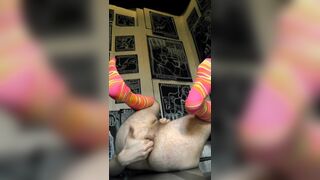 EDGEWORTH JOHNSTONE Anal Fingering in Pink Knee High Socks. Camera 2 - 13 image