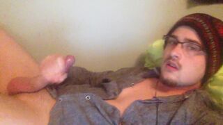 Horny Guy Cums on his Face and Glasses - 5 image