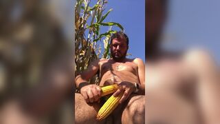 Freaky Hot Outdoors Cornfield Masturbation with Anal Corn Dildo and Pissing - Part 3 of 3 - 7 image