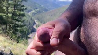 beautiful cock outdoors mountains public closeup cum precum - 13 image