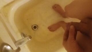 Pacing Naked and Barefoot Peeing on my Foots, in a Bathtub - 4 image