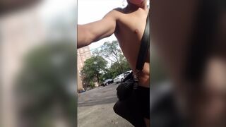 Twink in Chastity Exposes his Caged Nub while Riding Bike then Gets Totally Naked at Parking Lot - 14 image