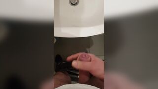 Cum in bathroom , Handjob White cock - 3 image