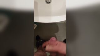 Cum in bathroom , Handjob White cock - 4 image