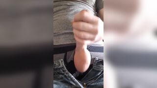 Rubbing one out to porn with milky load - 6 image