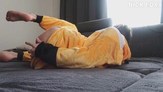 Twink Boy Massive Cumshot in Cute Fox Onesie Intense Orgasm - 4 image