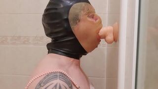 Pinkys deepthroat dildo training workout