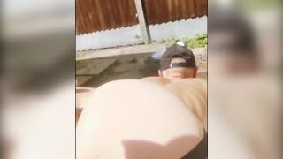 Str8 married fucks neighbour behind shed while wife is out. - 3 image
