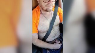 Pup pulls out his small hairy dad dick and jacks off in car - 4 image
