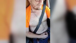 Pup pulls out his small hairy dad dick and jacks off in car - 5 image